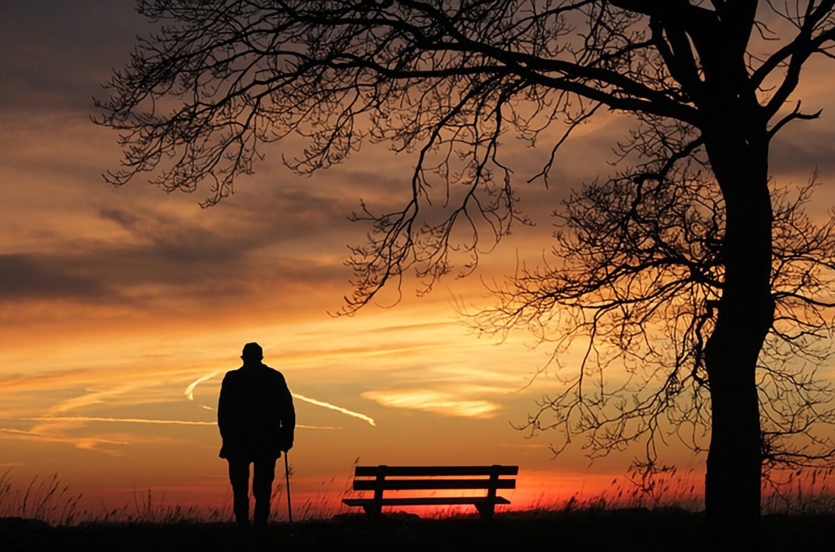man looking out into fields